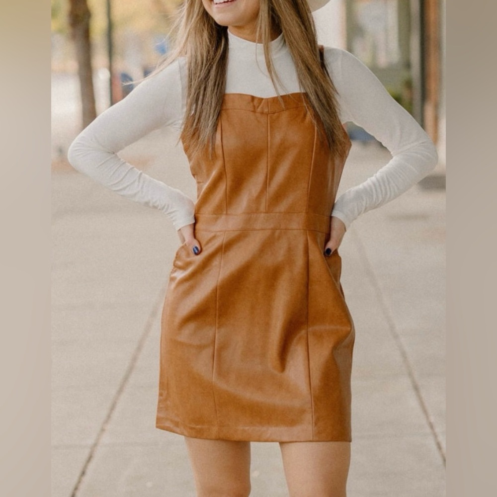 Skies are Blue Faux Leather Tank Dress size L